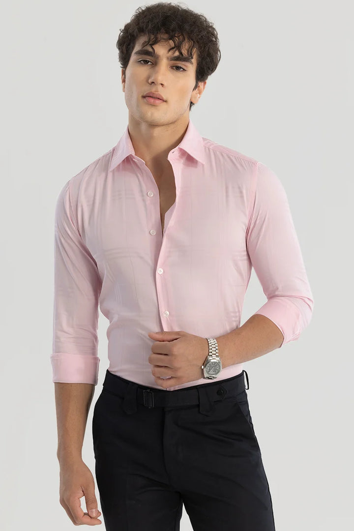 Pink Self Checks Shirt