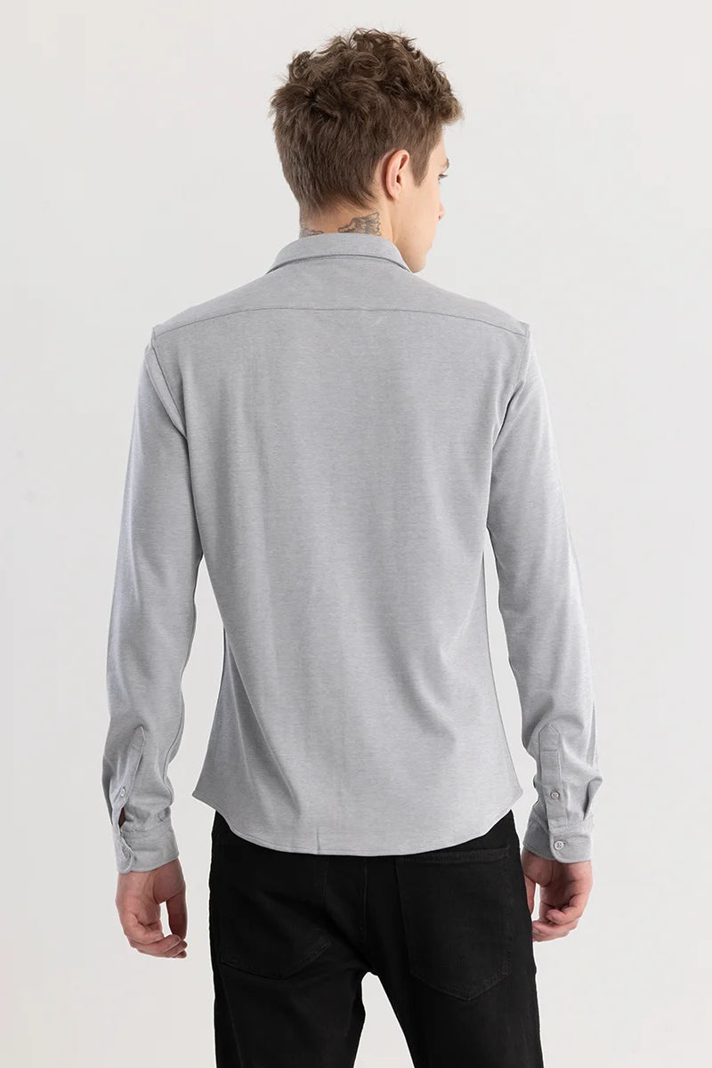 CollarEase Light Grey Plain Shirt