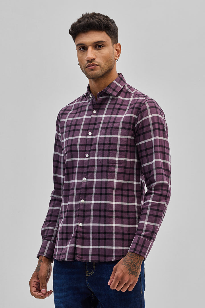 Purple Slim Fit Checks Shirt