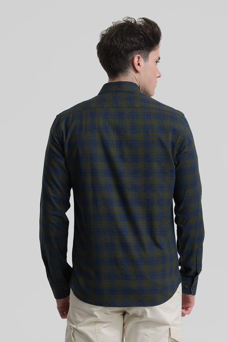 Olive Checks Slim Fit Shirt