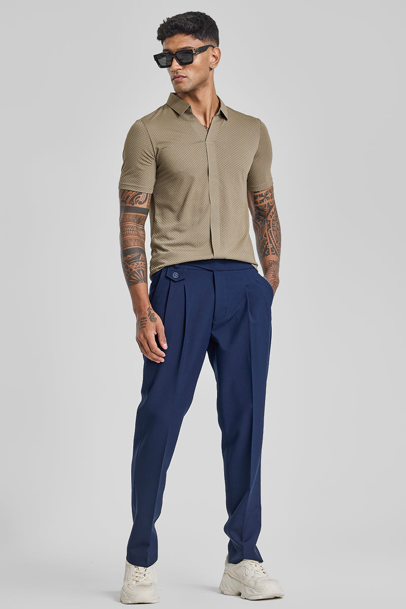 Dark Blue Slim Fit Gurkha Trousers