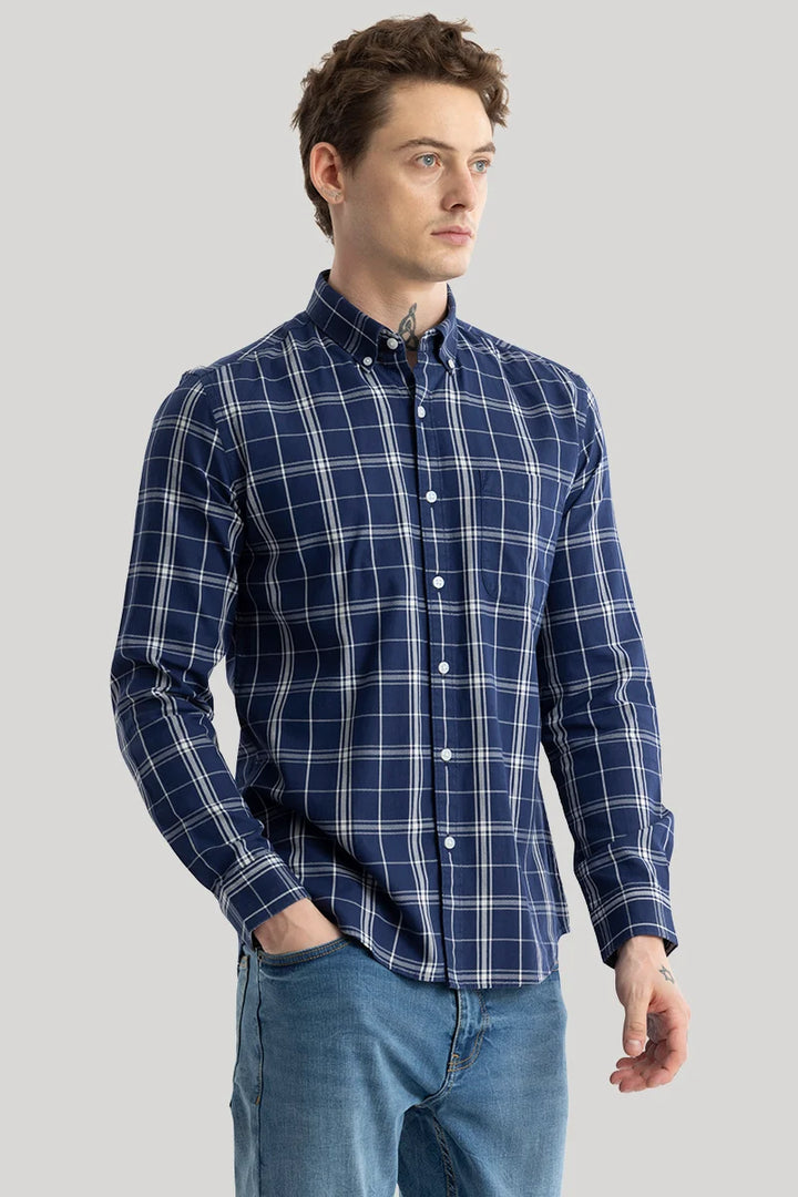 Enzo Navy Checks Shirt