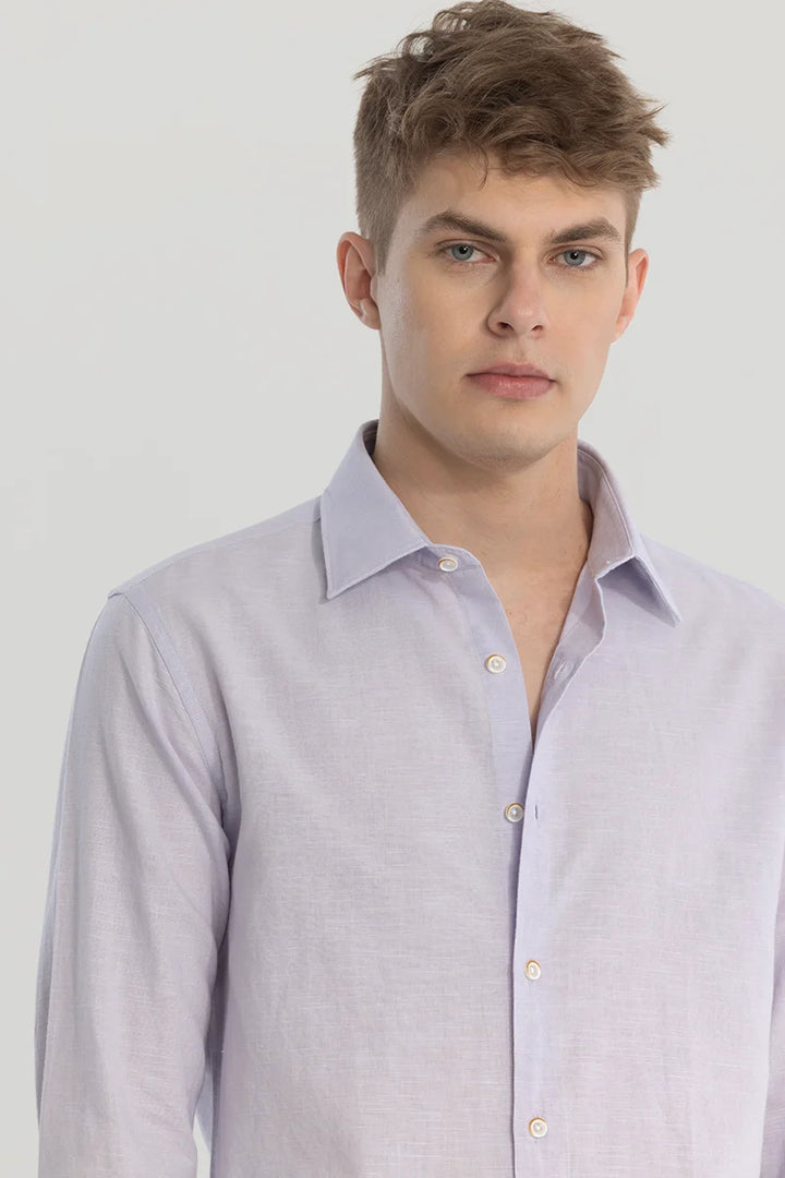 Lavender Plain Linen Blend Shirt