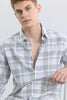 Alessia Light Grey Checks Linen Blend Shirt