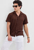 Brown Self-Design Crochet Shirt