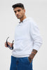 White Solid Relaxed Fit Hoodies