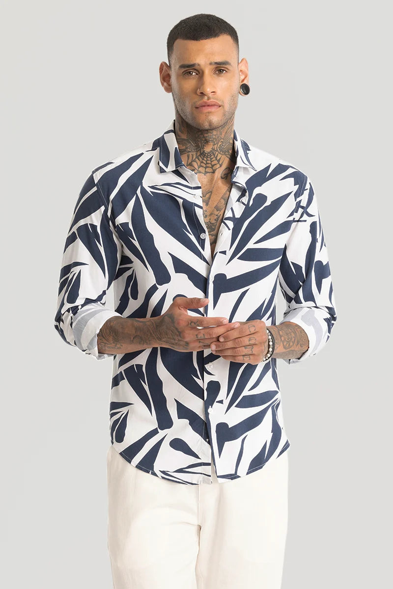 Navy Abstract Printed Shirt