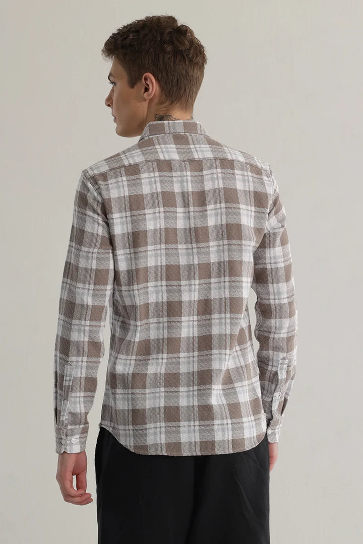 Plaided Brown Check Shirt