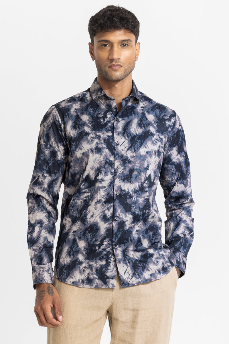 Navy Textured Abstract Shirt