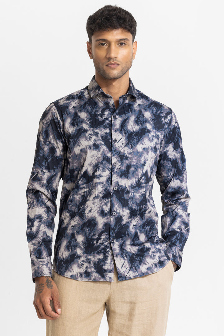 Navy Textured Abstract Shirt