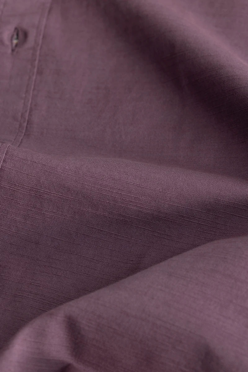 Mandarique Purple Linen Blend Shirt