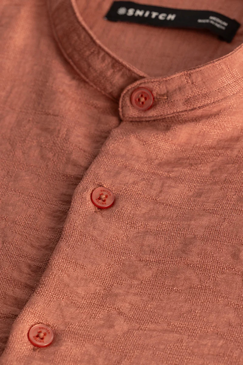 Orange Mandarin Textured Shirt