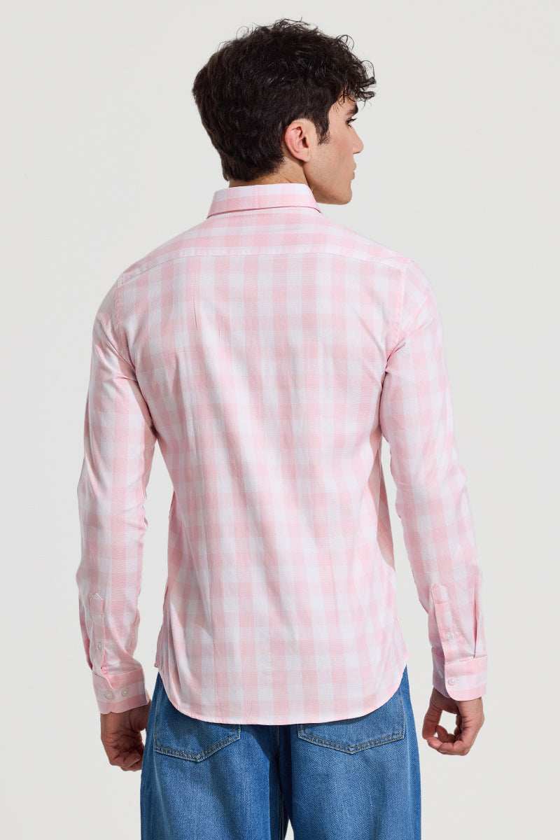 Light Pink Gingham Slim Fit Shirt