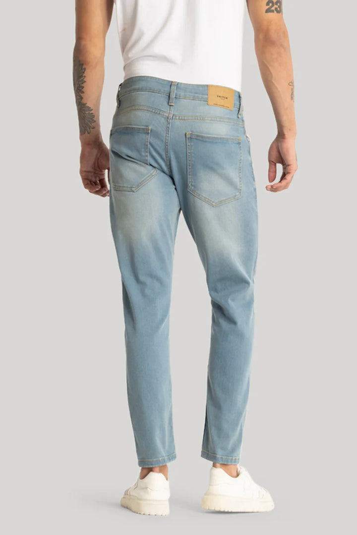 Sky Blue Plain Skinny Fit Jeans