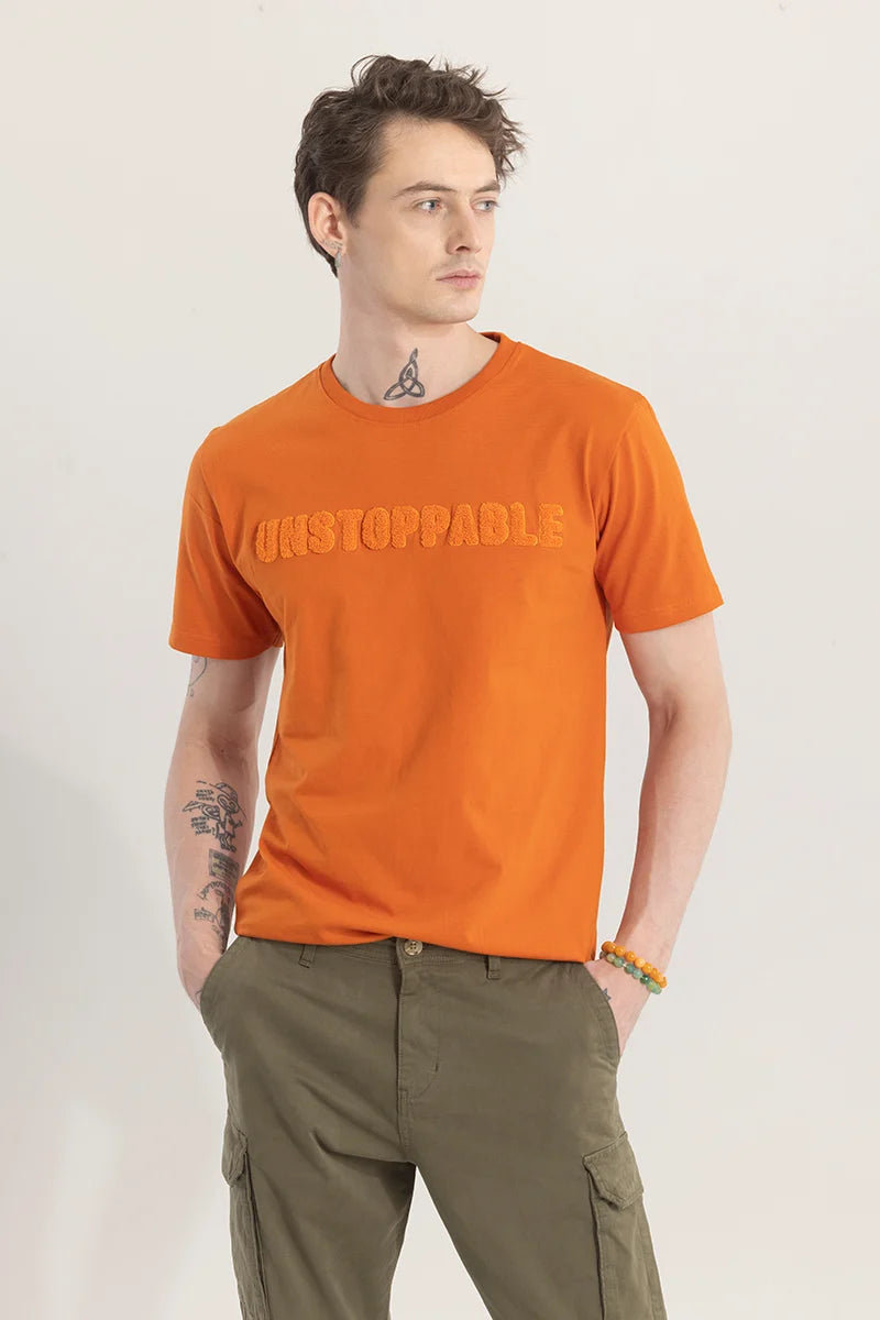 Stylusion Orange Printed T-Shirt