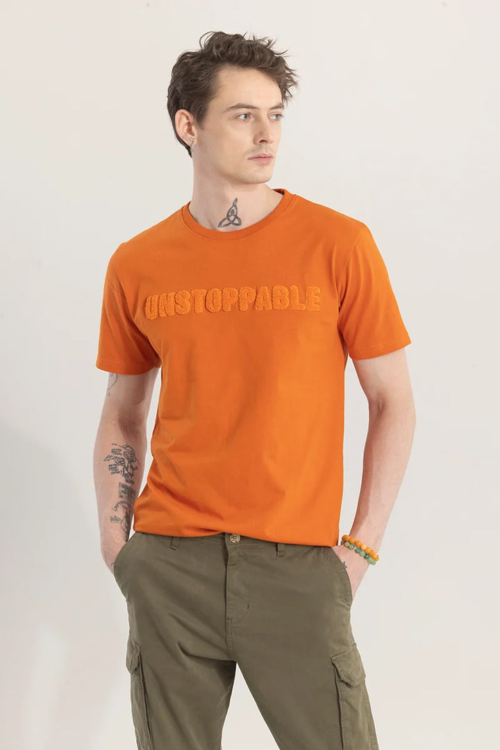 Stylusion Orange Printed T-Shirt