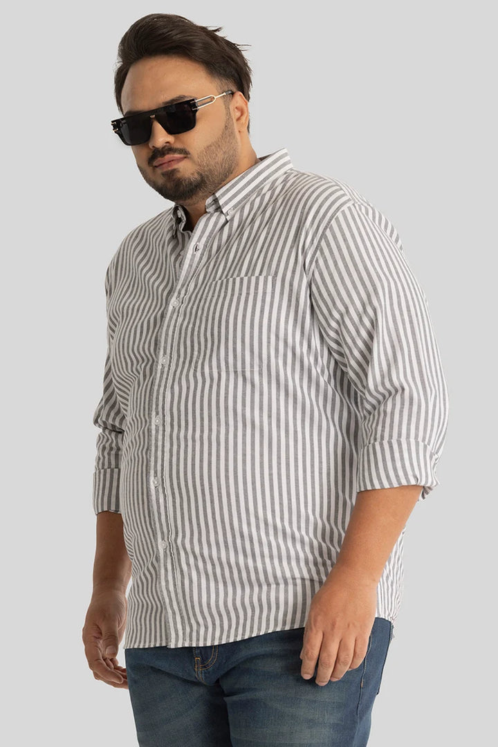 Fortunato Grey Stripes Plus Size Shirt