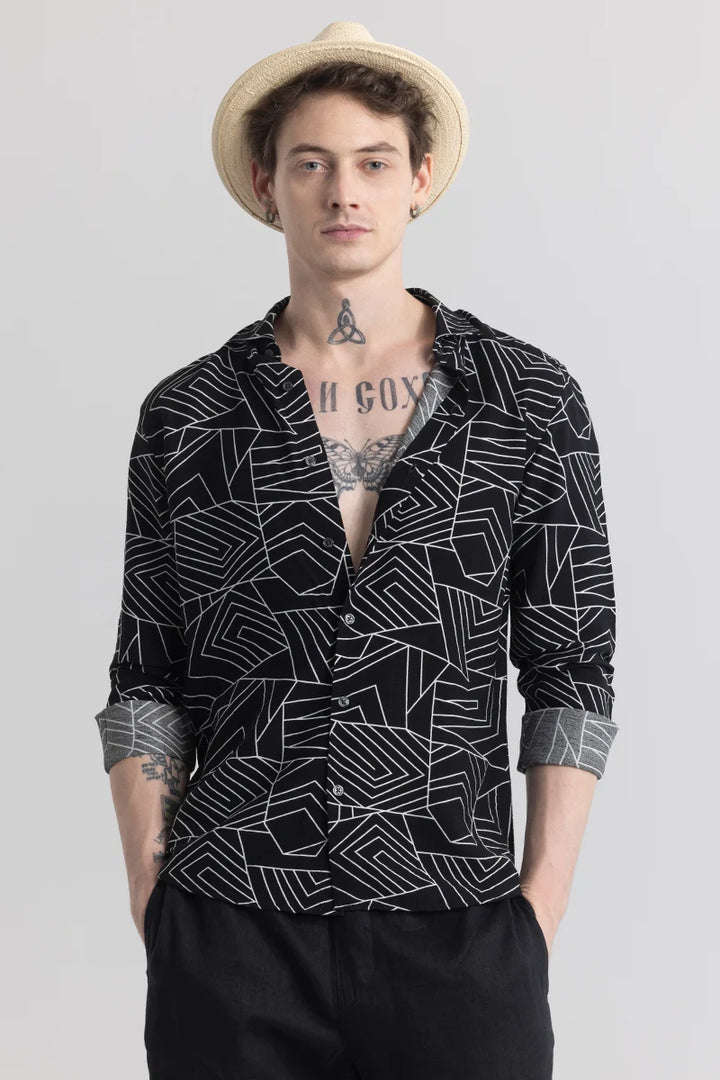 Geoshard Abstract Black Shirt