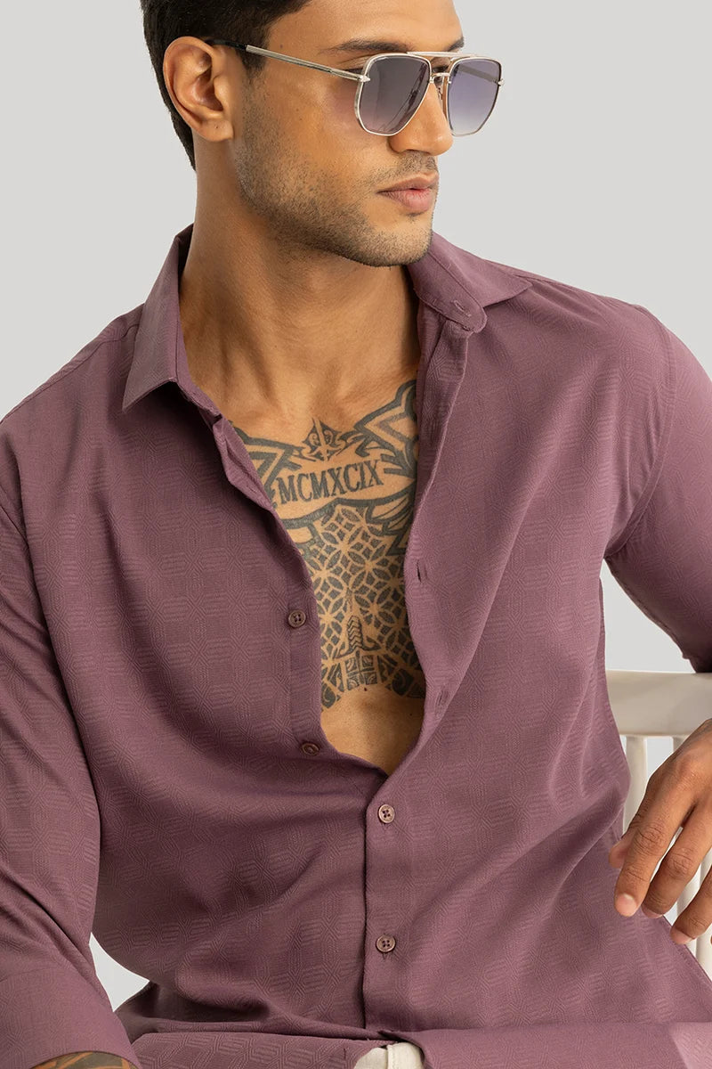 Anselmo Mauve Self-Design Shirt