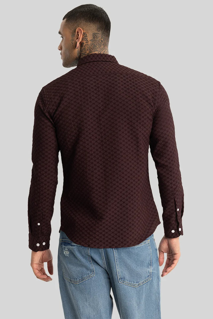 Dark Brown Textured Stretch Shirt