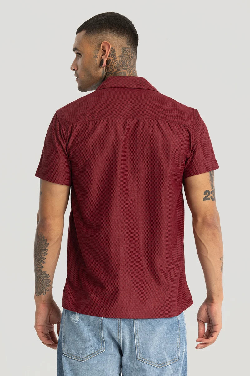 Maroon Cuban Textured shirt