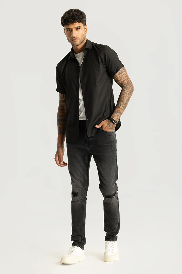 Rene Black Plain Shirt