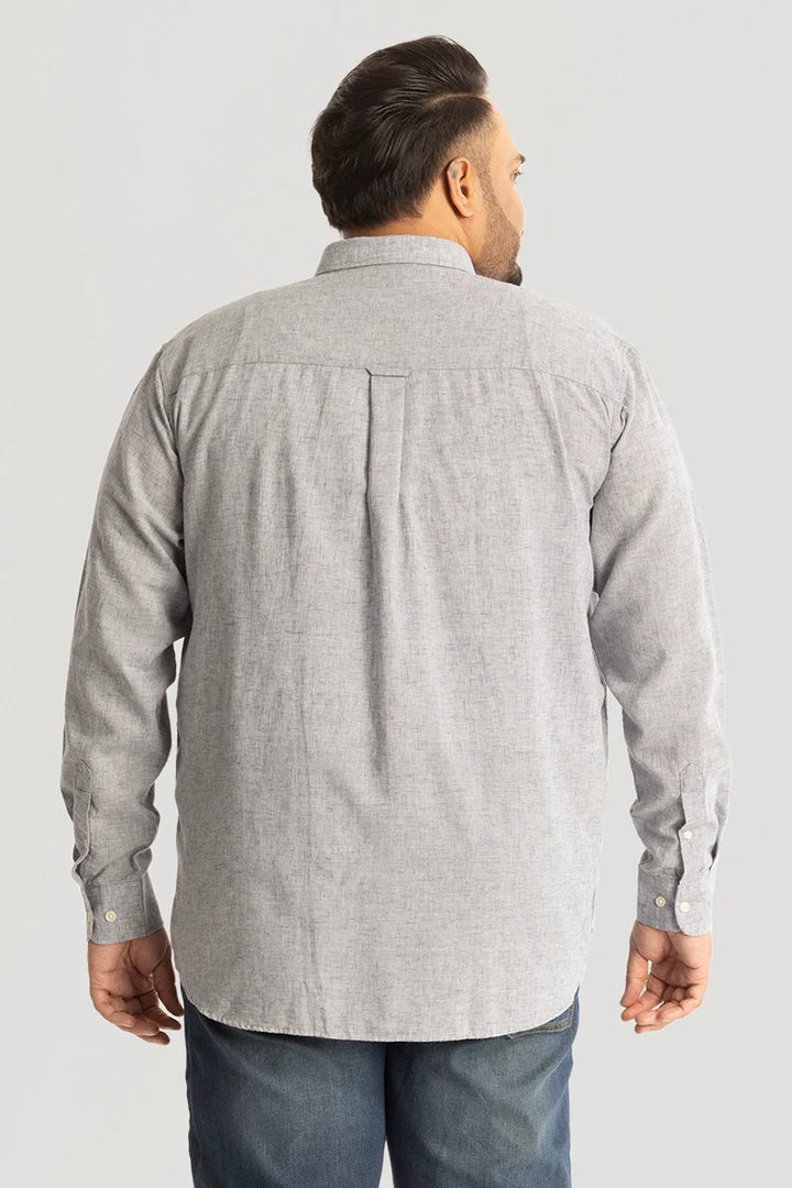 Light Grey Linen Blend Plus Size Shirt