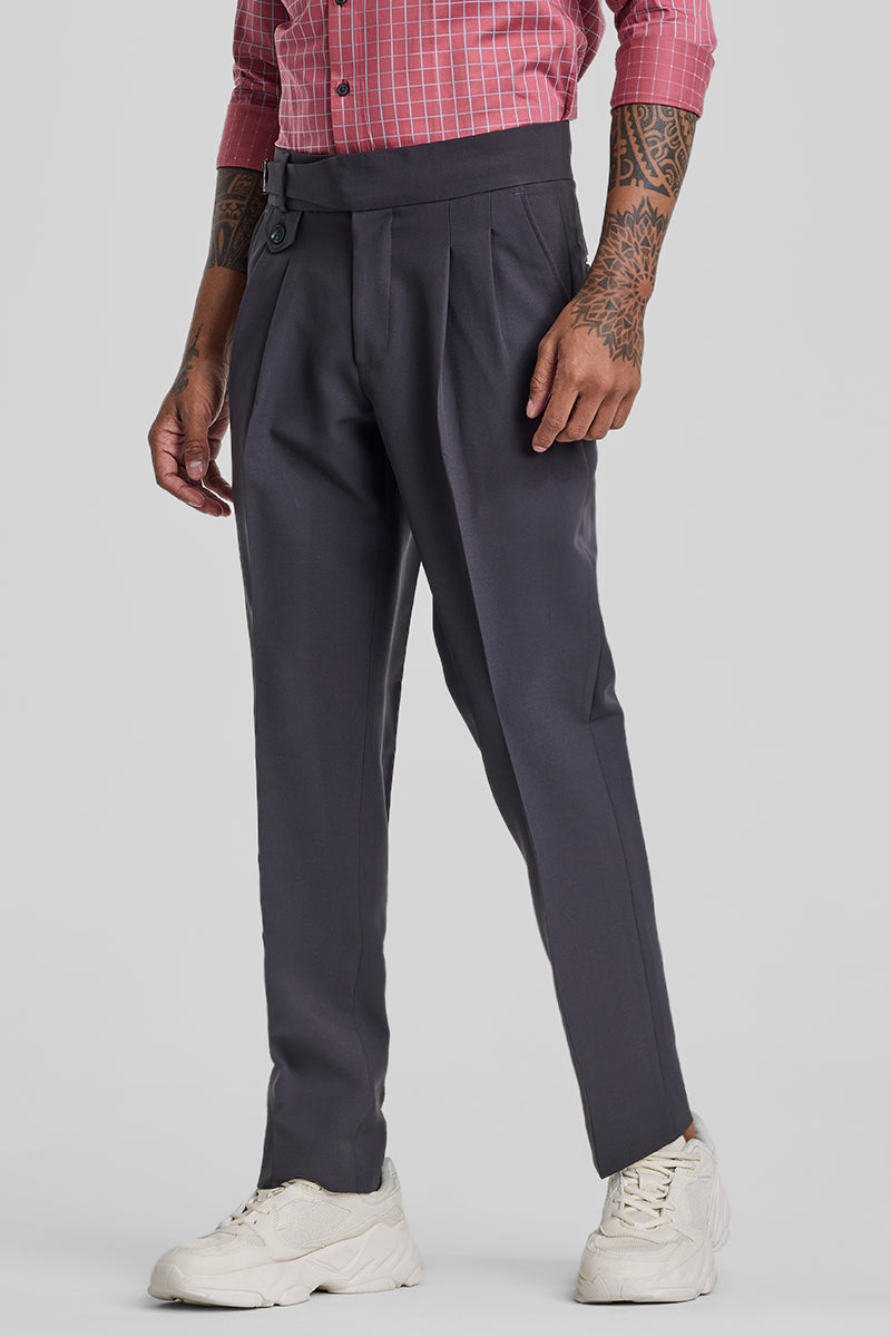 Grey Slim Fit Gurkha Trousers