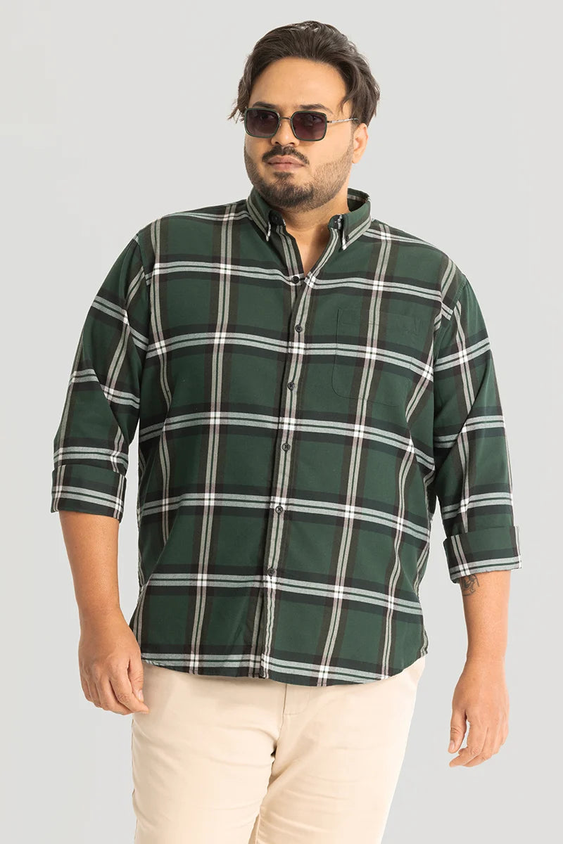 Guido Green Checks Plus Size Shirt