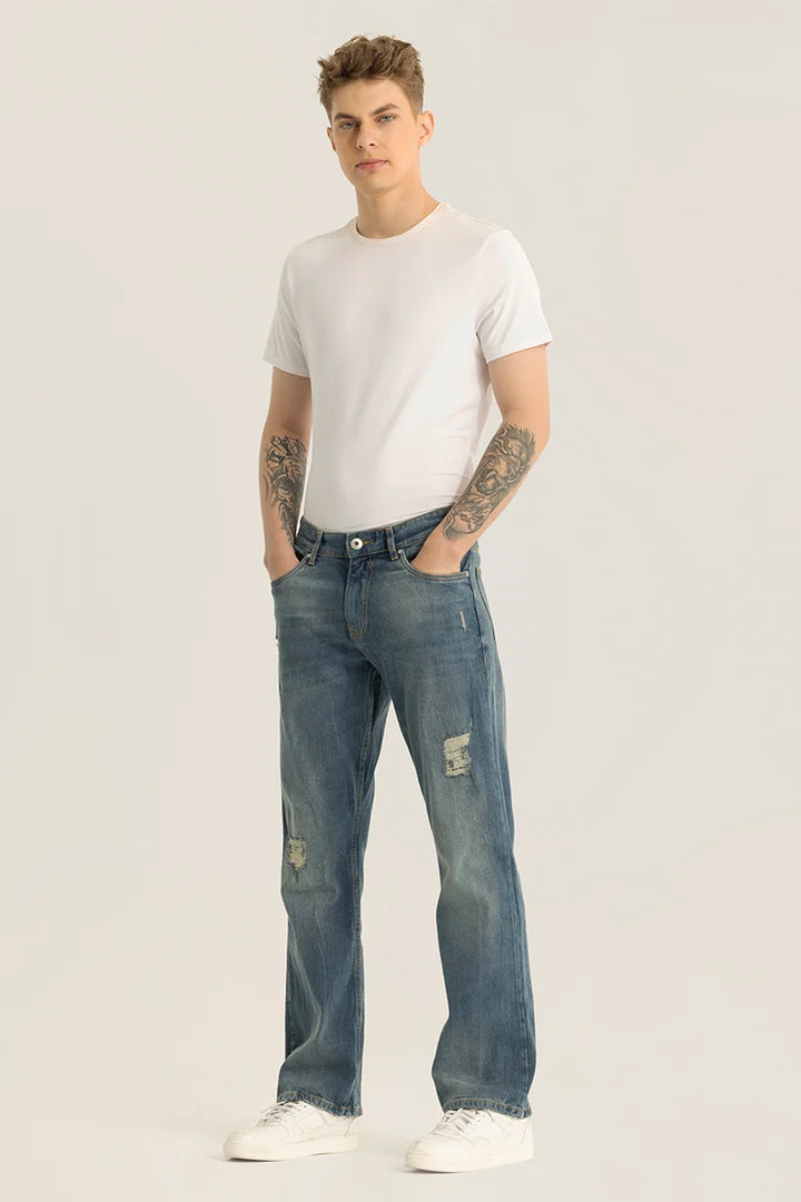 Vanguard Blue Distressed Bootcut Jeans