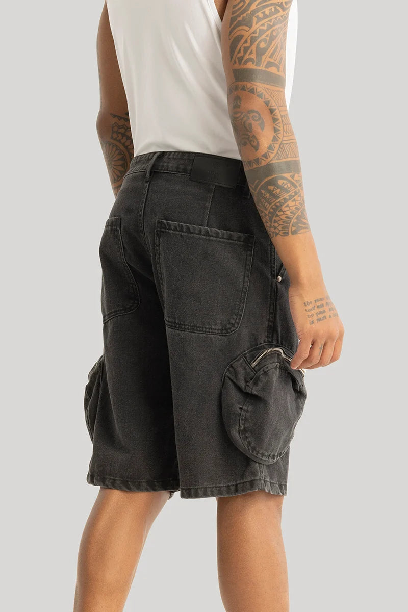 Genevieve Charcoal Grey Cargo Shorts