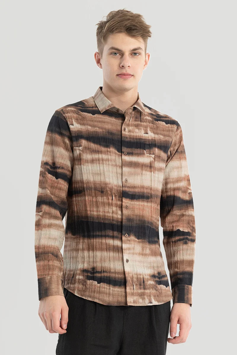 Brown Textured Abstract Shirt