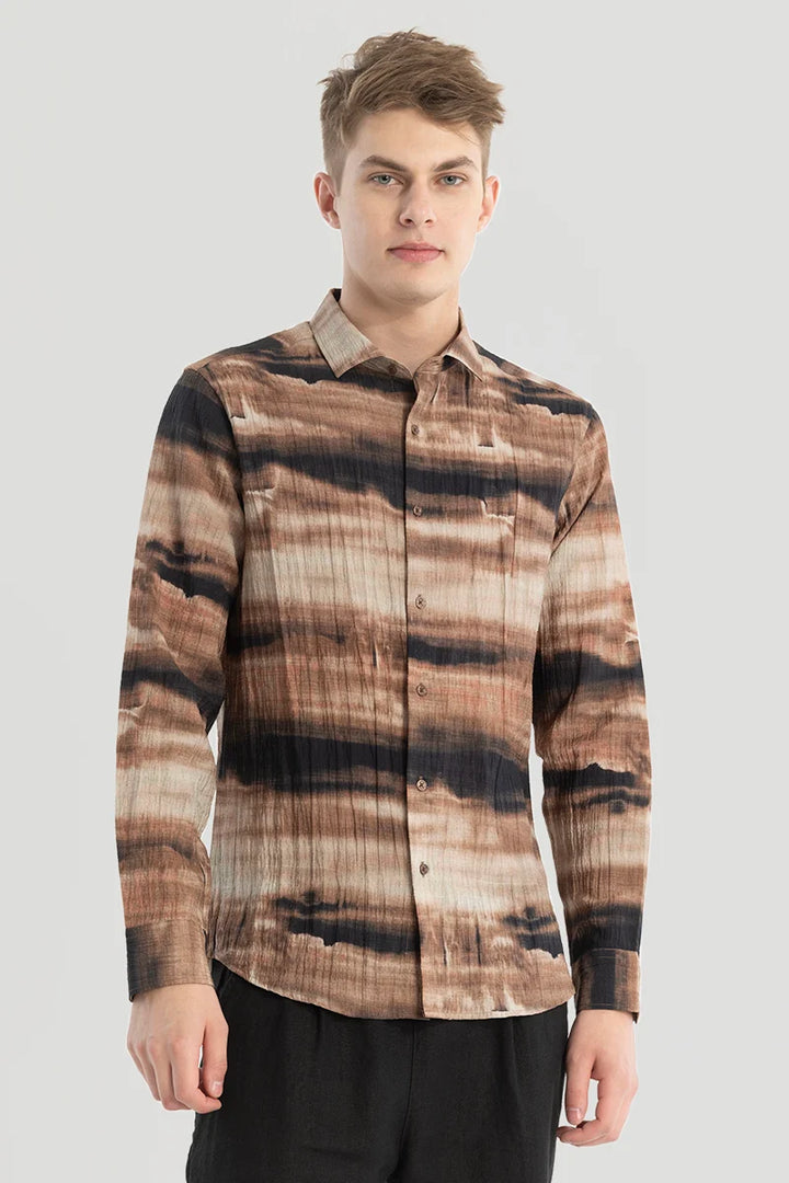 Brown Textured Abstract Shirt