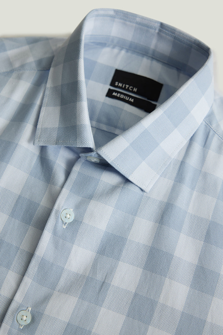 Blue Gingham Slim Fit Shirt