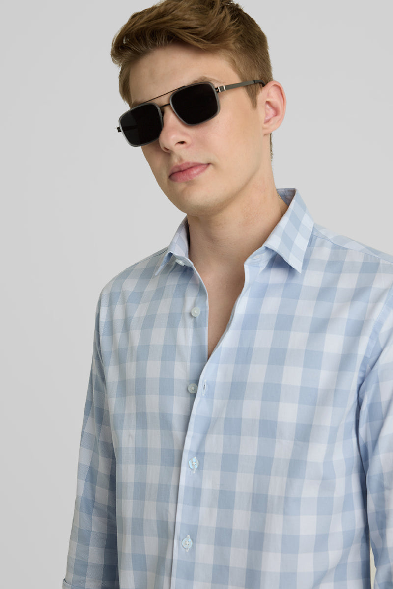 Blue Gingham Slim Fit Shirt