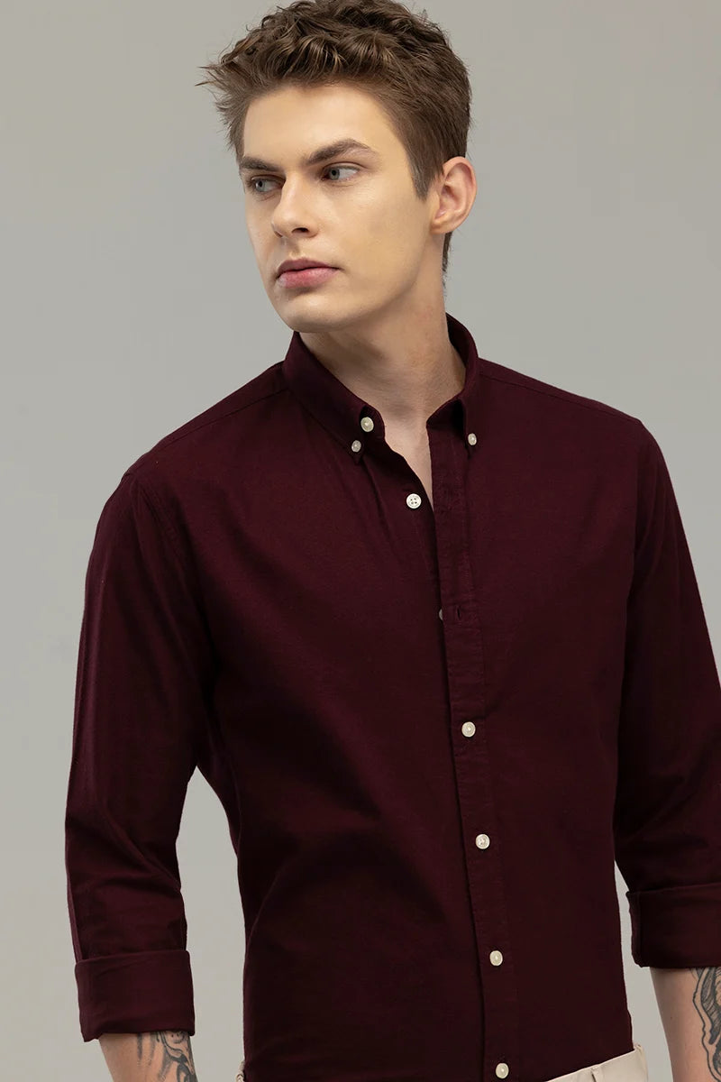 Buy Men's ClassicContour Plain Maroon Shirt Online | Snitch – SNITCH