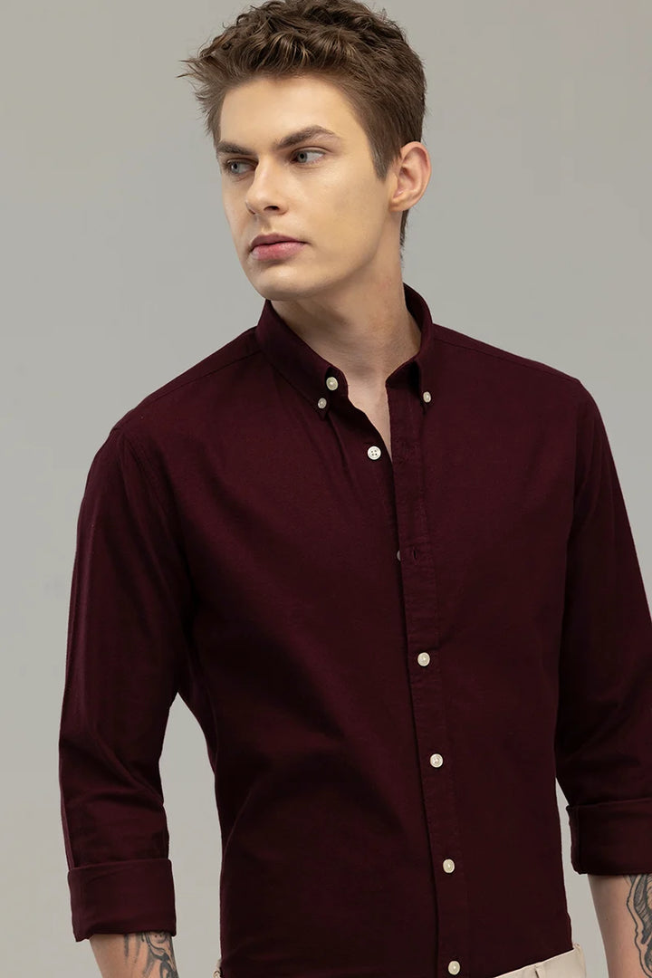 ClassicContour Plain Maroon Shirt