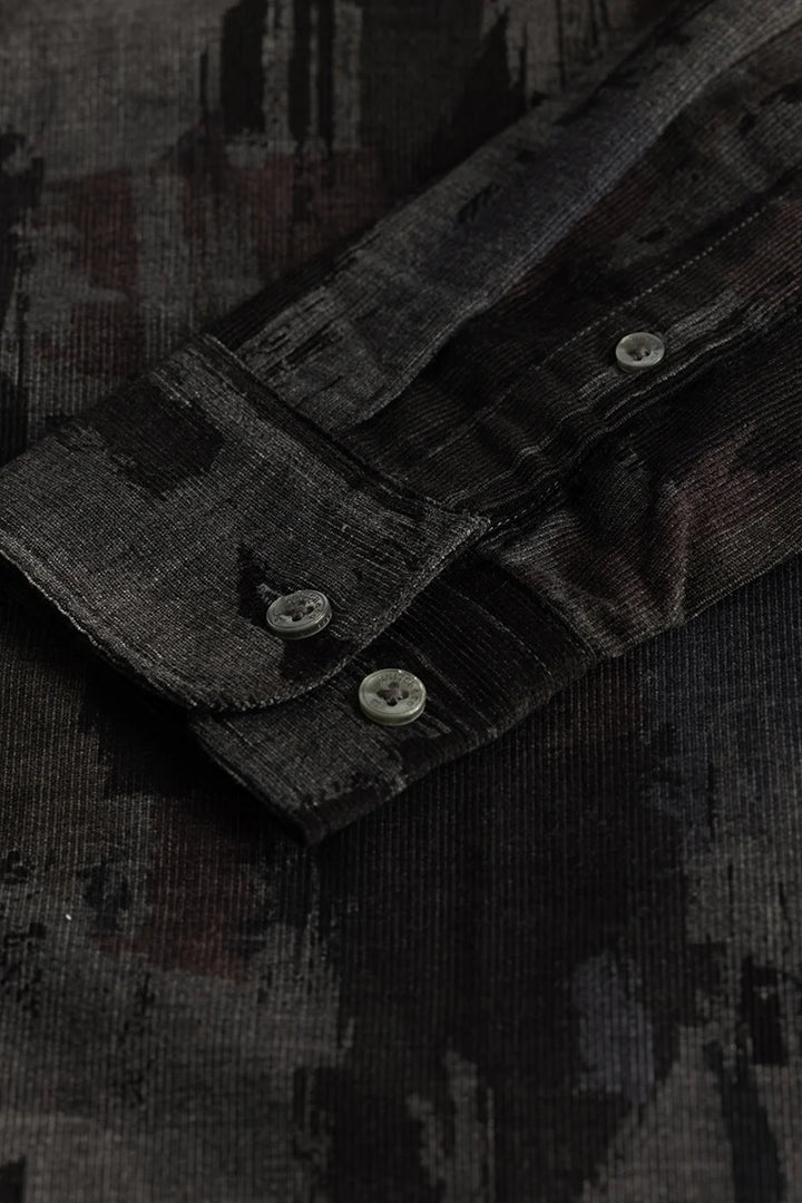 Cesare Black Abstract Corduroy Shirt