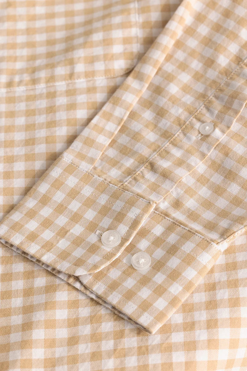 Beige Oxford Checks Plus Size Shirt