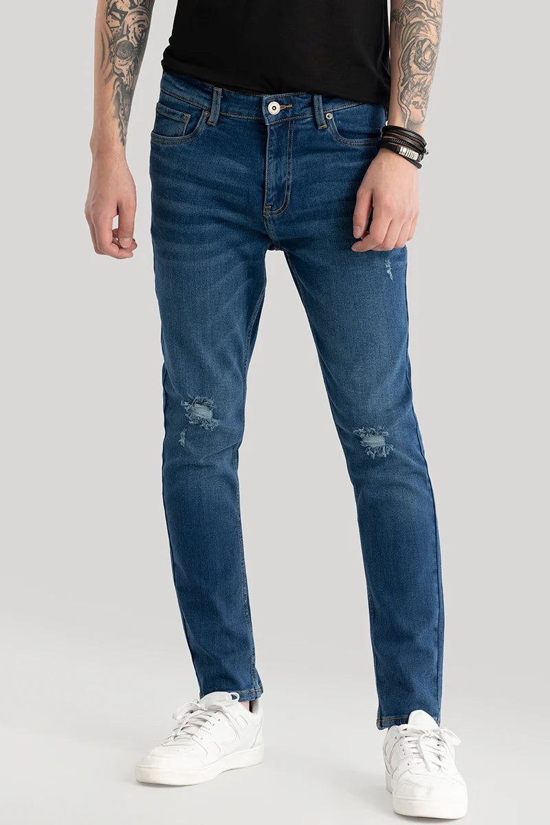 Pascaline Dark Blue Distressed Slim Fit Jeans