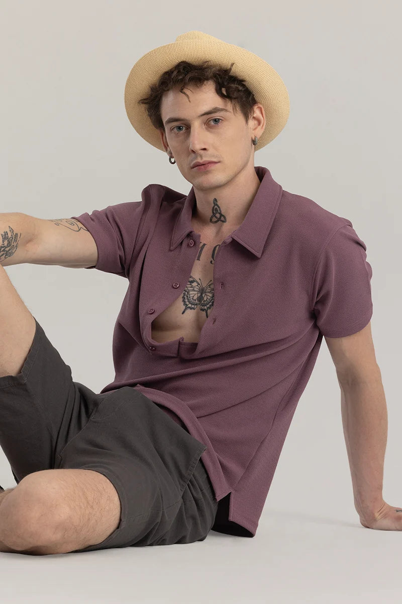 Poloshique Mauve Plain Polo T-Shirt