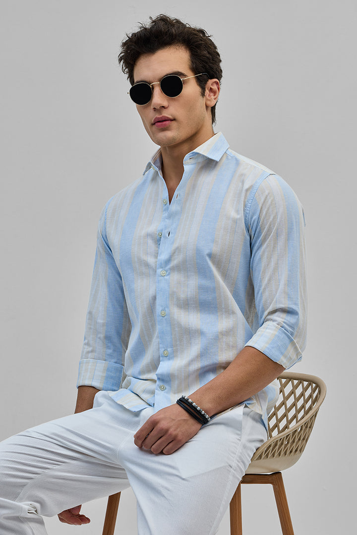 Light Blue Stripes Slim Fit Shirt