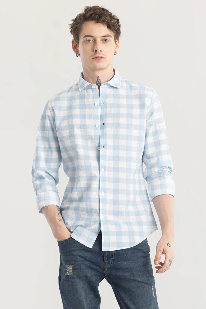 Patternoir Sky Blue Checks Shirt