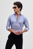 Light Blue Slim Fit Self-Design Shirt