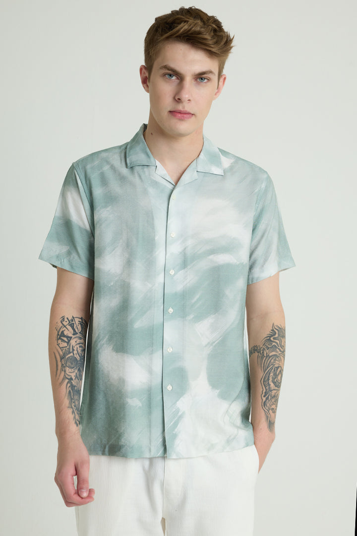 Light Green Cuban Abstract Shirt