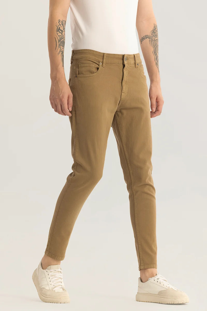 Quantum Khaki Plain Skinny Fit Jeans