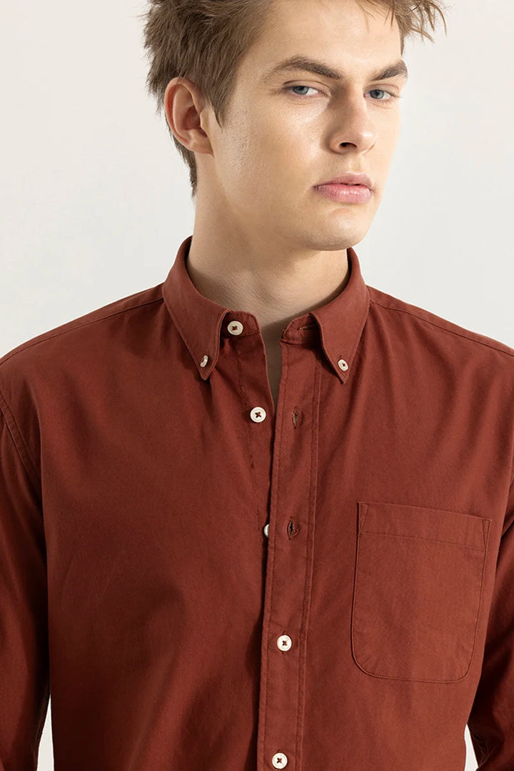 Shirtolo Plain Syrup Brown Shirt