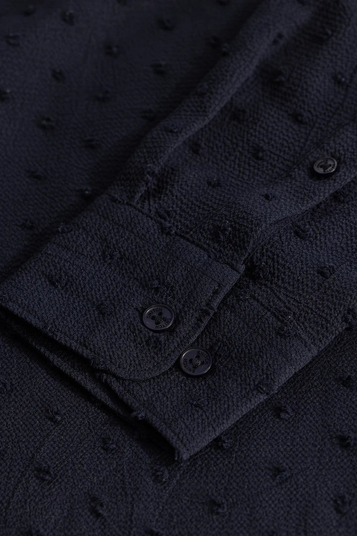 Navy Textured Slim Fit Shirt