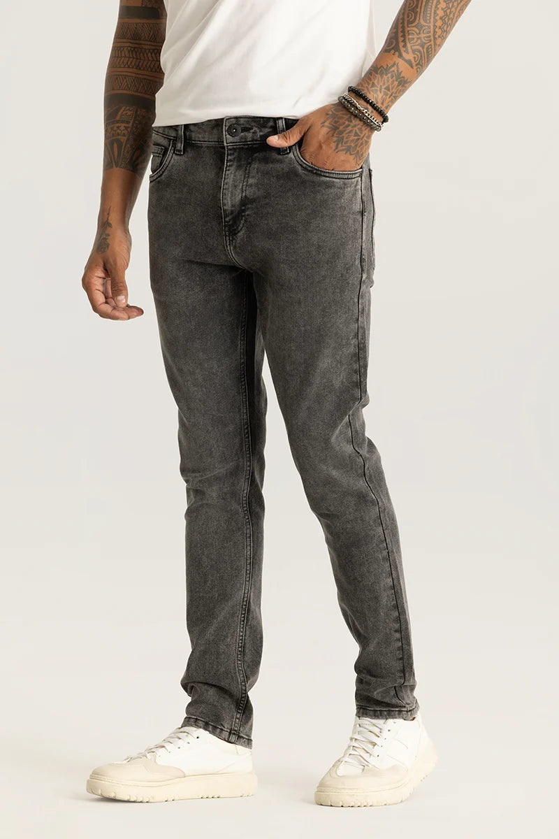 Nexus Grey Plain Slim Fit Jeans