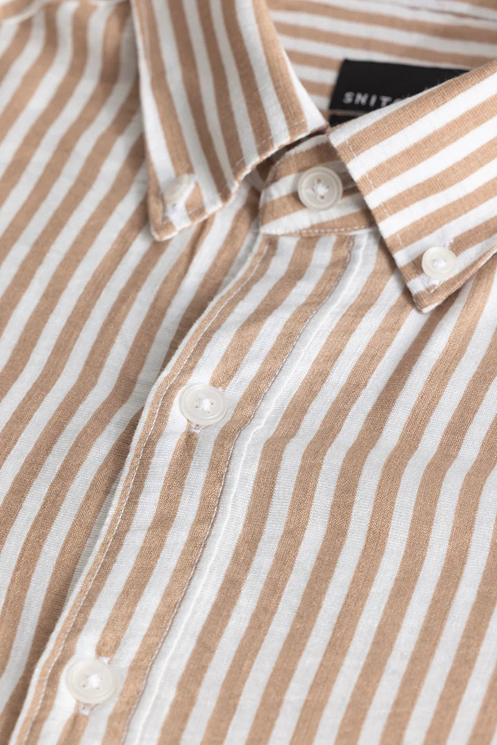 Stripehaven Beige Striped Shirt